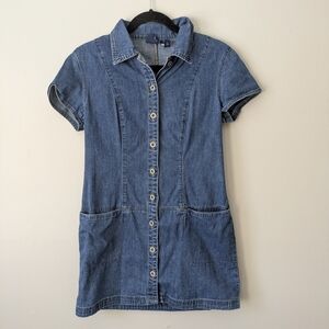 GAP Blue Denim Short Sleeve Mini Dress